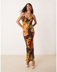 ASOS - Satin Tie Back Maxi Dress - Lyst