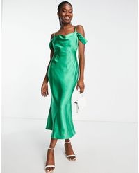 Style Cheat - Cold Shoulder Satin Maxi Dress - Lyst