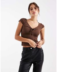Motel - Saiba Cap Sleeve Top With Tie Detail - Lyst