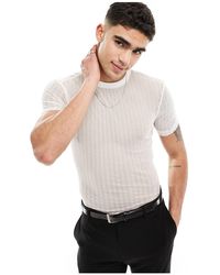 ASOS - T-shirt attillata bianca trasparente testurizzata - Lyst