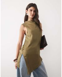 ASOS - Satin Open Back Asymmetric Top - Lyst