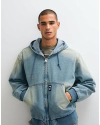 Obey - Glen denim-jacke mit reißverschluss und kapuze - Lyst