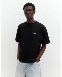 Pull&Bear - T-Shirt Oversize Squadrata Nera Con Logo Stwd - Lyst