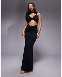 Aria Cove - Double Layered Slinky Cut Out High Neck Twist Front Maxi Dress - Lyst