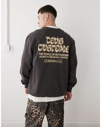 Deus Ex Machina - Felpa Rinse Wash Nera Con Grafica - Lyst
