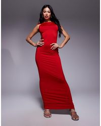 Aria Cove - Double Sculpted Slinky Tie Shoulder Detail Bodycon Maxi Dress - Lyst