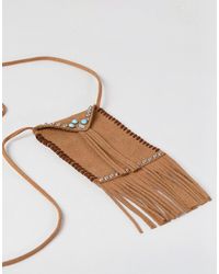 ASOS – es Festival-Täschchen mit Fransen - Braun