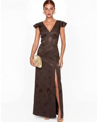 Maya - Floral Jacquard Tie-Back Satin Maxi Dress - Lyst