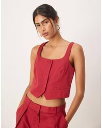 Mango - Linen Blend Square Neck Waistcoat Co-ord - Lyst