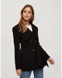Miss Selfridge Cappotto stile blazer nero con cintura e bottoni