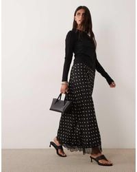 Jdy - Lace Trim Satin Maxi Skirt - Lyst