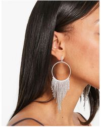 ASOS Drop Earrings With Ring Crystal Fringe Design - Black
