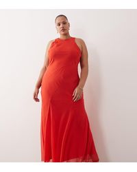 ASOS - Asos Design Curve Racer Neck Bias Maxi Dress With Godet Hem - Lyst