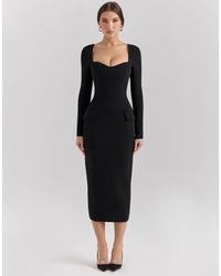 House Of Cb - Ella Stretch Crepe Long Sleeve Midi Dress - Lyst