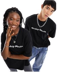 ASOS - T-shirt unisex oversize nera con stampa disney di topolino su licenza - Lyst