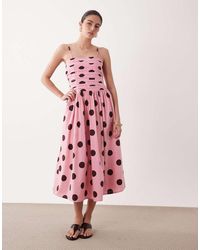 Nobody's Child - Felicity Cotton Cami Pleated Bust Midi Dress - Lyst