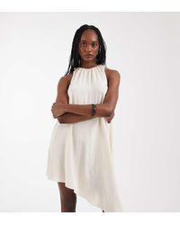 ASOS - Asos Design Tall Techy Fabric Asymmetric Hem Volume Mini Dress - Lyst