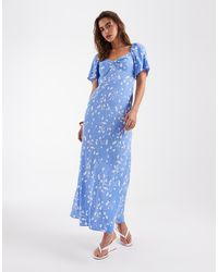 & Other Stories - Viscose Puff Sleeve Midaxi Dress With Twist Sweetheart Neckline - Lyst
