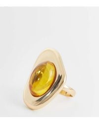 ASOS - Asos Design Curve Ring With Molten Amber Stone-Setting - Lyst