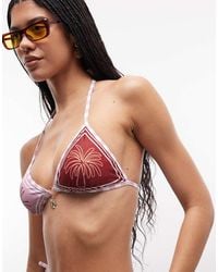 River Island - Sun Print Triangle Bikini Top - Lyst