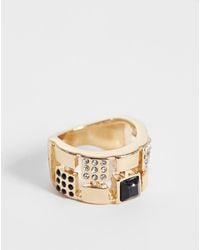 ASOS - Chunky Ring With Black Stone Set - Lyst