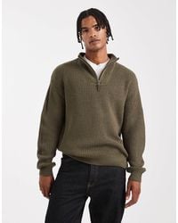 New Look - Fisherman Knit 1/4 Zip Jumper - Lyst