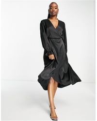 AX Paris Wrap Front Midi Dress - Black