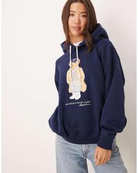 Polo Ralph Lauren - Sudadera Azul Marino Con Capucha Y Estampado De Polo Bear De - Lyst