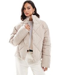 Miss Selfridge - Oversized Quilted Funnel Neck Crop Puffer Jacket - Lyst