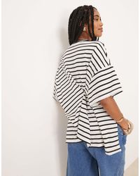 ASOS - – kurzärmliges, schwarz-weiß gestreiftes oberteil mit zierknoten-design hinten - Lyst