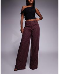 Princess Polly - Lorenne - pantalon ample ajusté à taille mi-haute et fines rayures - bordeaux - Lyst
