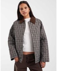 Pieces - Quilted Short Jacket With Cord Collar - Lyst