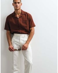 ASOS - Tailored Linen Rich Straight Leg Trousers - Lyst