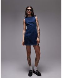 TOPSHOP - Denim Mini Shift Dress - Lyst