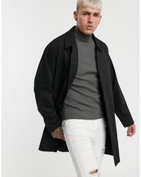 ASOS Single-breasted Lichtgewicht Trenchcoat In Zwart