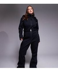ASOS 4505 Ski & Snow - Asos 4505 Curve Ski Soft Shell Belted Ski Suit With Slim Kick Leg And Faux Fur Hood - Lyst