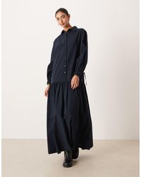 ASOS - Vestito Camicia Lungo A Maniche Lunghe Con Dettagli Allacciati - Lyst