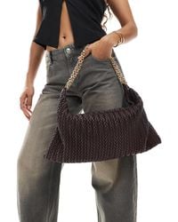 ASOS - Quilted Slouchy Shoulder Bag With Chain Handle - Lyst