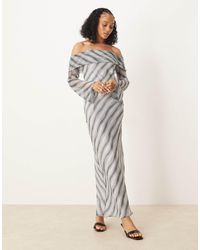 ASOS - Asos Design Tall Fold Over Bardot Midi Dress - Lyst