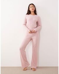 ASOS - Mix & Match Soft Rib Fold Over Pyjama Trouser - Lyst
