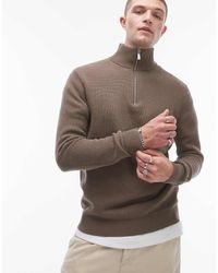SELECTED - Gebreide Trui Met Halve Rits - Lyst