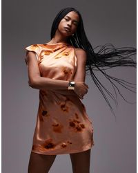 TOPSHOP - Grown One Shoulder Ruched Waist Mini Dress - Lyst
