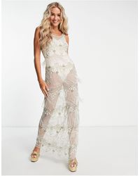 Miss Selfridge - Premium Embellished Sheer Strappy Maxi Dress - Lyst