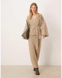 Y.A.S - Falda Larga Color Topo Melange De Punto Texturizado Premium De (Parte De Un Conjunto)-Gris - Lyst