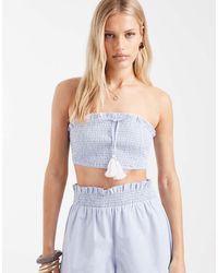 Aray - Shirred Bandeau Beach Top - Lyst