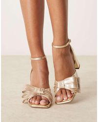 ASOS - Halo Bow Detail Mid Block Heeled Sandals - Lyst