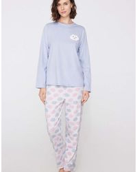 Tezenis - Cloud Print Cotton Long Pyjamas - Lyst