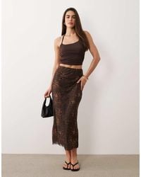 ASOS - Printed Mesh Maxi Skirt With Split - Lyst