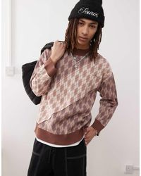Collusion - Maglione Lavorato Color Crema Con Motivo Diviso A Rombi - Lyst