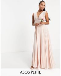 ASOS - Asos Design Petite Bridesmaid Pleated Cami Maxi Dress With Satin Wrap Waist - Lyst